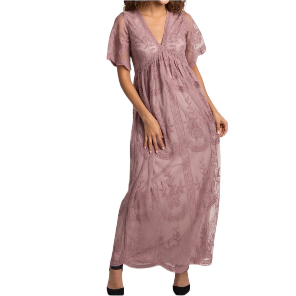 PinkBlush Mauve Lace Mesh Dress